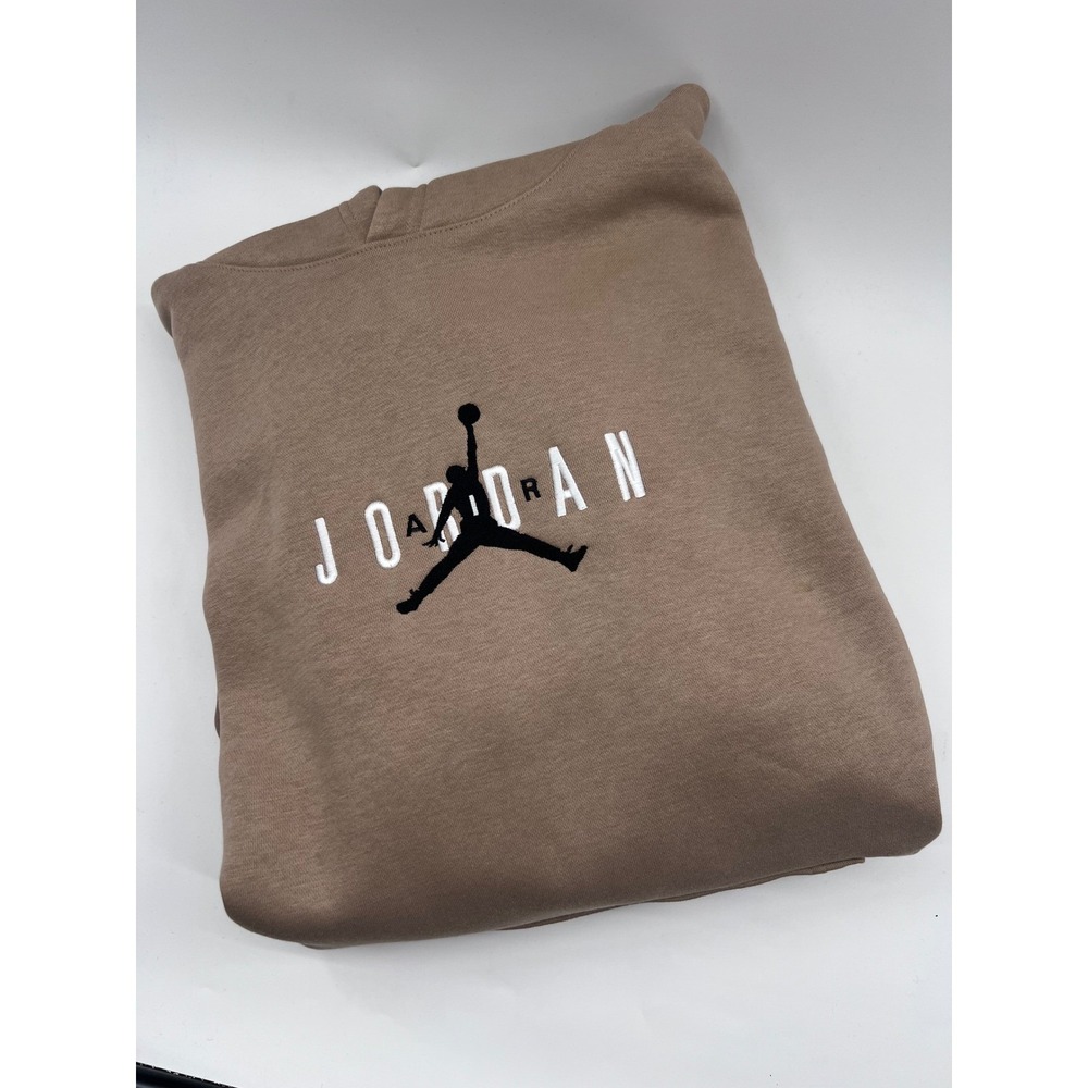 Jordan Mens Oversized Fit Jumpman Logo Hoodie Khaki Brown IB9097-257 Size L